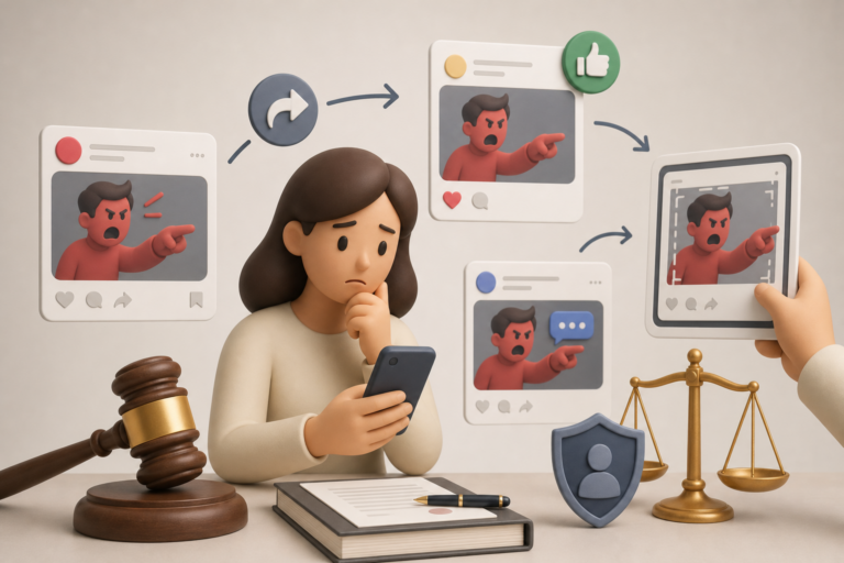 Defamation on social media reposting illustrated by a shared accusation