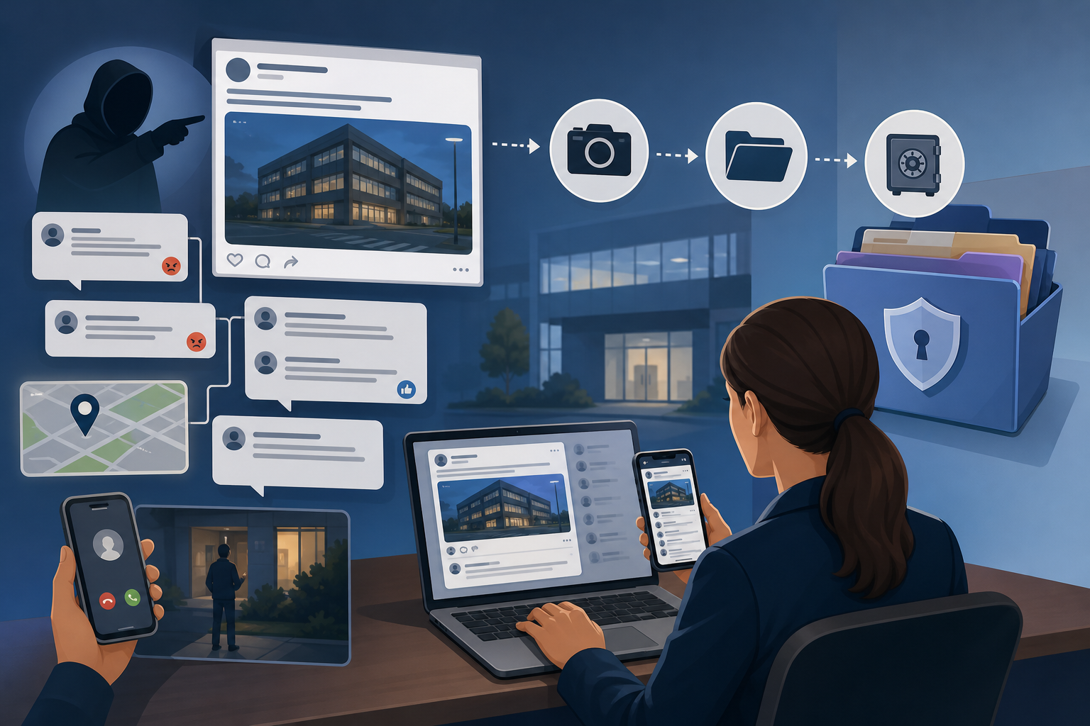 Checklist for preserving hostile posts, workplace details and online threats